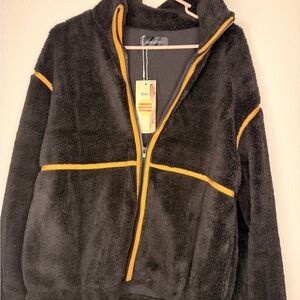 Coofandy Women's Black and Orange Fleece Sweater